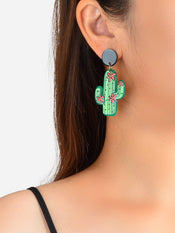 Bohemian Jewelry Cute Green Resin Cactus Dangle Earrings for Women Holiday Party-1 width=100 