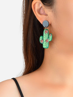 Bohemian Jewelry Cute Green Resin Cactus Dangle Earrings for Women Holiday Party-1 width=100 