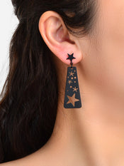 Black Square Geometric Hollow Star Statement Personalized Earrings Ear Jewellery-1 width=100 
