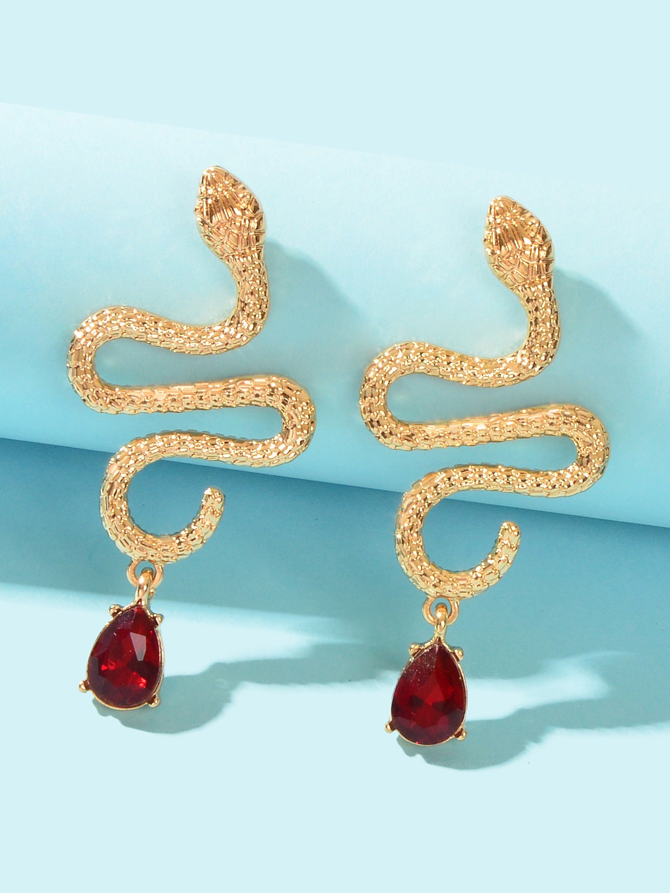 Snake Drop Earrings Dangle Big Green Rhinestone Emerald Charm Stud Punk Jewelry-5