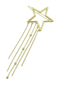 Gold Star Long Chain Tassel Hairgrips Wedding Party Hair Clips Hair Barrettes-1 width=100 