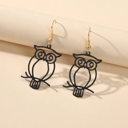 Punk Designer Jewellery Gothic Black Hollow out Owl Dangle Minimalist Earrings-1 width=100 