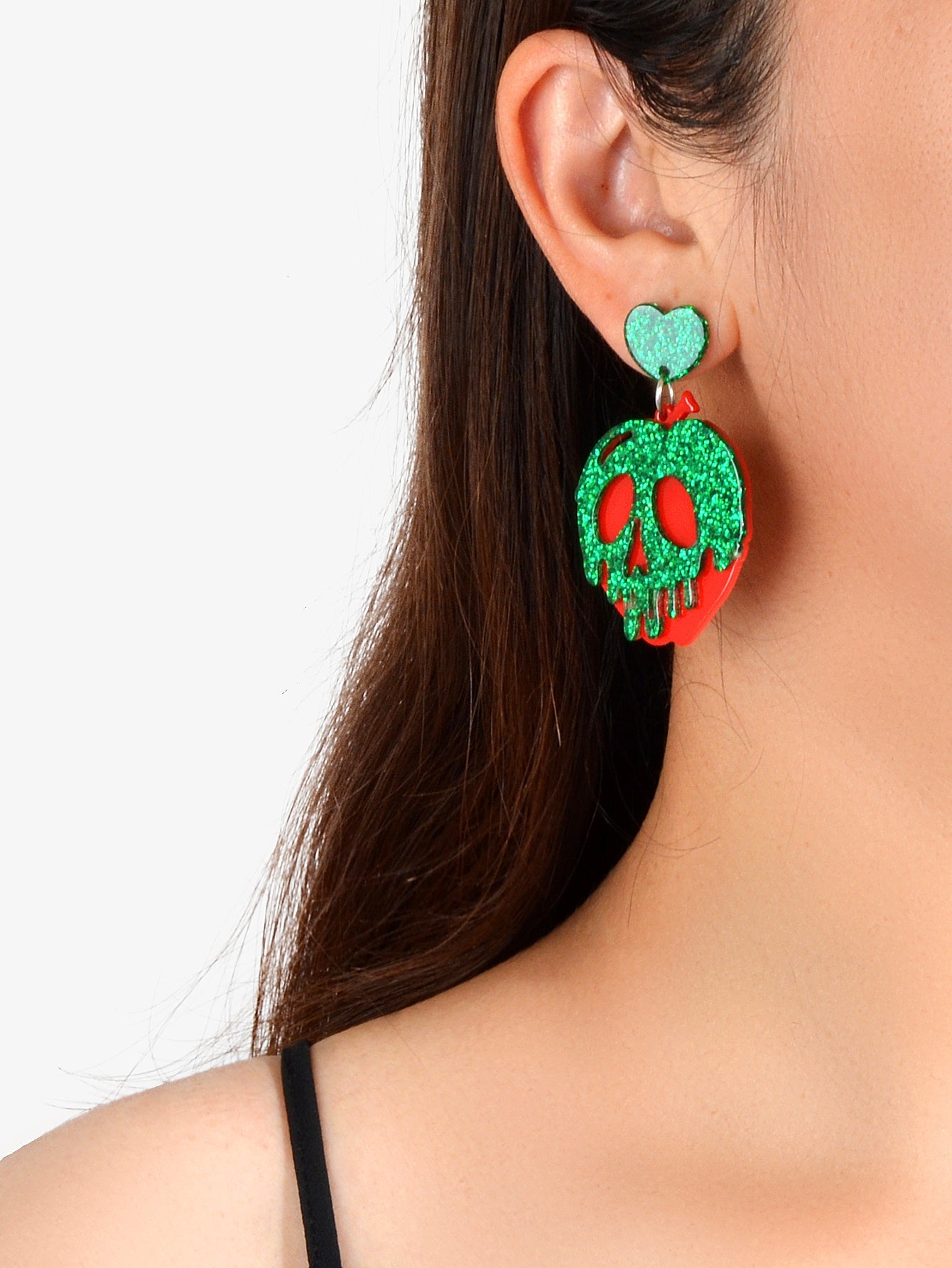 Personality Creative Jewelry Red Strawberry Green Skull Punk Rock Weird Earrings-1