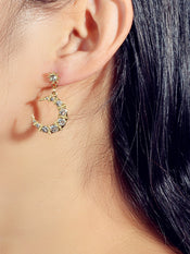 Textured Luxury Full Rhinestone Star Moon Dangle Earrings Wedding Gift Jewellery-1 width=100 