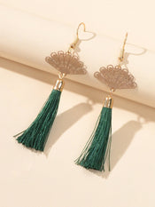 Ethnic Traditional Gold Sector Tassel Dangle Pendant Earrings American Jewellery-1 width=100 