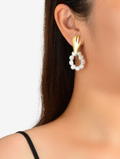 Round Pearl Circle Gold Hand Earrings Piercing Jewellery Ethnic Engagement Gift-1 width=100 