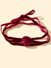 Retro Evening Party Accessories Adjustable Winered Velvet Rose Choker Necklace-1 width=100 