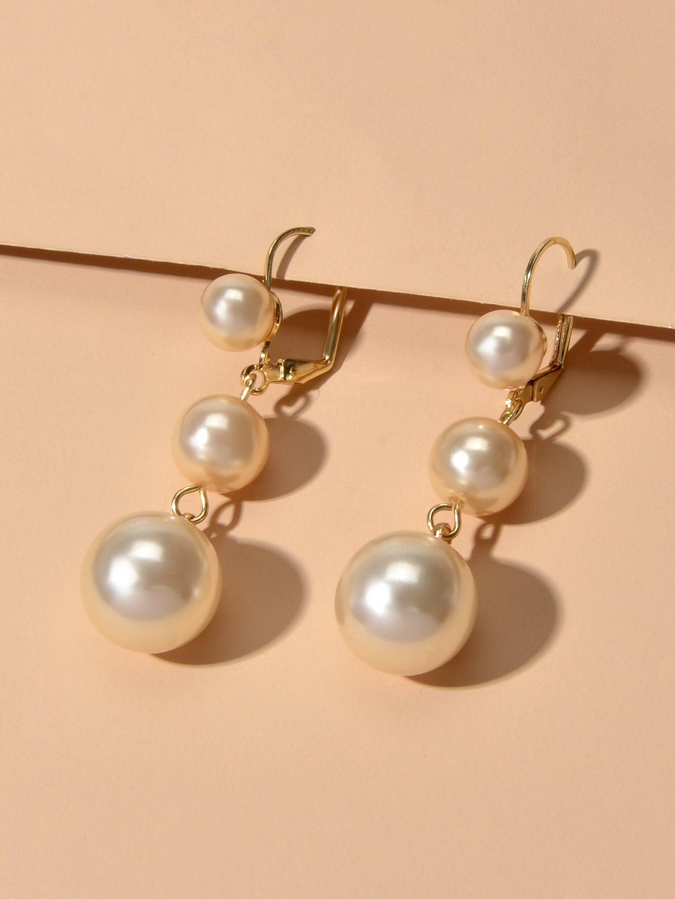 Faux Pearl Long Dangle Hoop Textured Earrings Wedding Party Retro Jewellery Gift-1