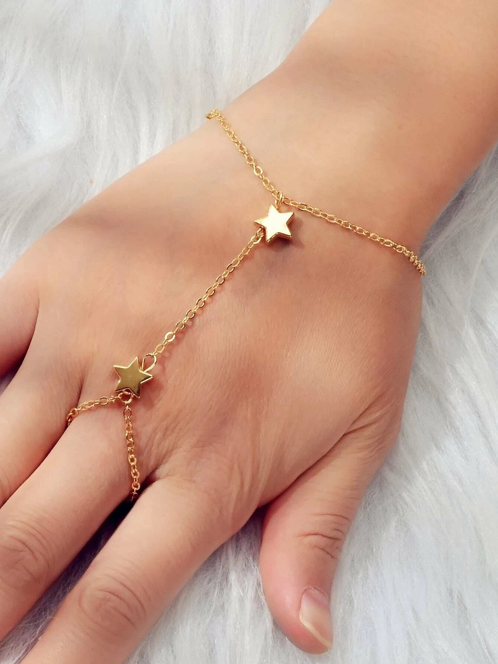 Fashion Jewellery Gold Chain Star Slave Bracelet with Finger Women Accessories-0