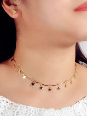 Jewellery set Fashion Gold Stars Charm Statement Necklace Triangle Stud Earrings-1 width=100 