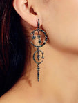Luxurious Jewelry Full Rhinestone Star Moon Chandelier Shining Wedding Earrings-0