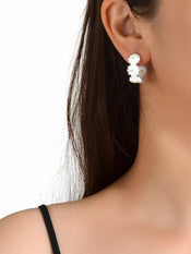Lovely Jewellery White Flower Stud Hoop Earrings Women Fashion Accessories Gift-1 width=100 