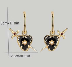 "Clover" Heart and Dagger Earrings width=100 