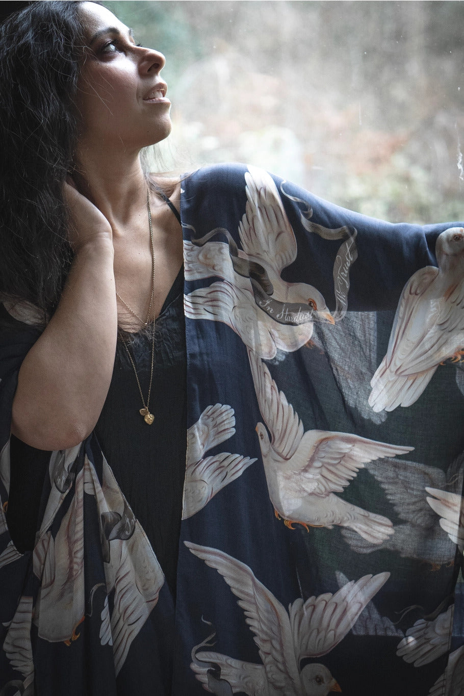 "Midnight Doves" Kimono