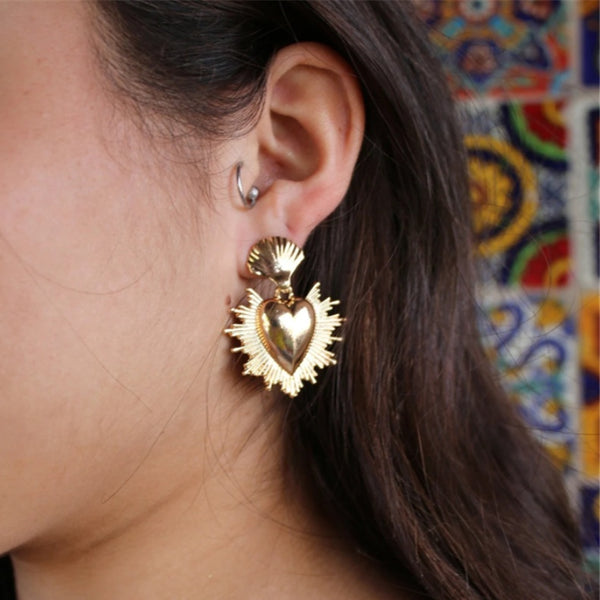 Ethereal Heart Metal Earrings