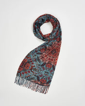 "Fable Folksy Fox" Teal Scarf with Tassels width=100 