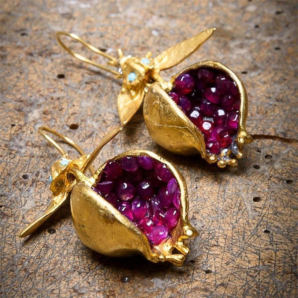 "Angronia" Pomegranate Earrings