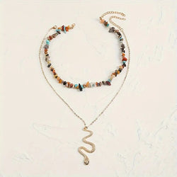 "Ariadne" Snake and Stones Necklace width=100 