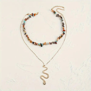 "Ariadne" Snake and Stones Necklace