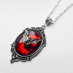 Gothic Red Bat Pendant Necklace width=100 