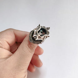 Enchanted Bat Black Gem Ring width=100 
