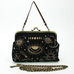Celestial Kisslock Handbag in Linen Blend Material-0 width=100 
