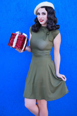 Olive Dot Bombshell Dress-0 width=100 