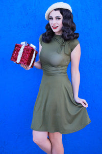 Olive Dot Bombshell Dress-0