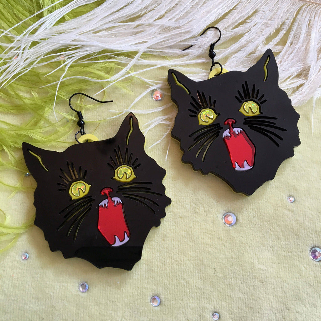 Scaredy Cat Statement Earrings-0