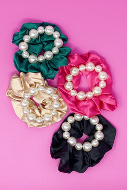 Pearl & Satin Scrunchie Set-2 width=100 