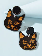 Party Jewellery Gift Black Beige Acrylic Dangle Cute Animal Cartoon Cat Earrings-2 width=100 