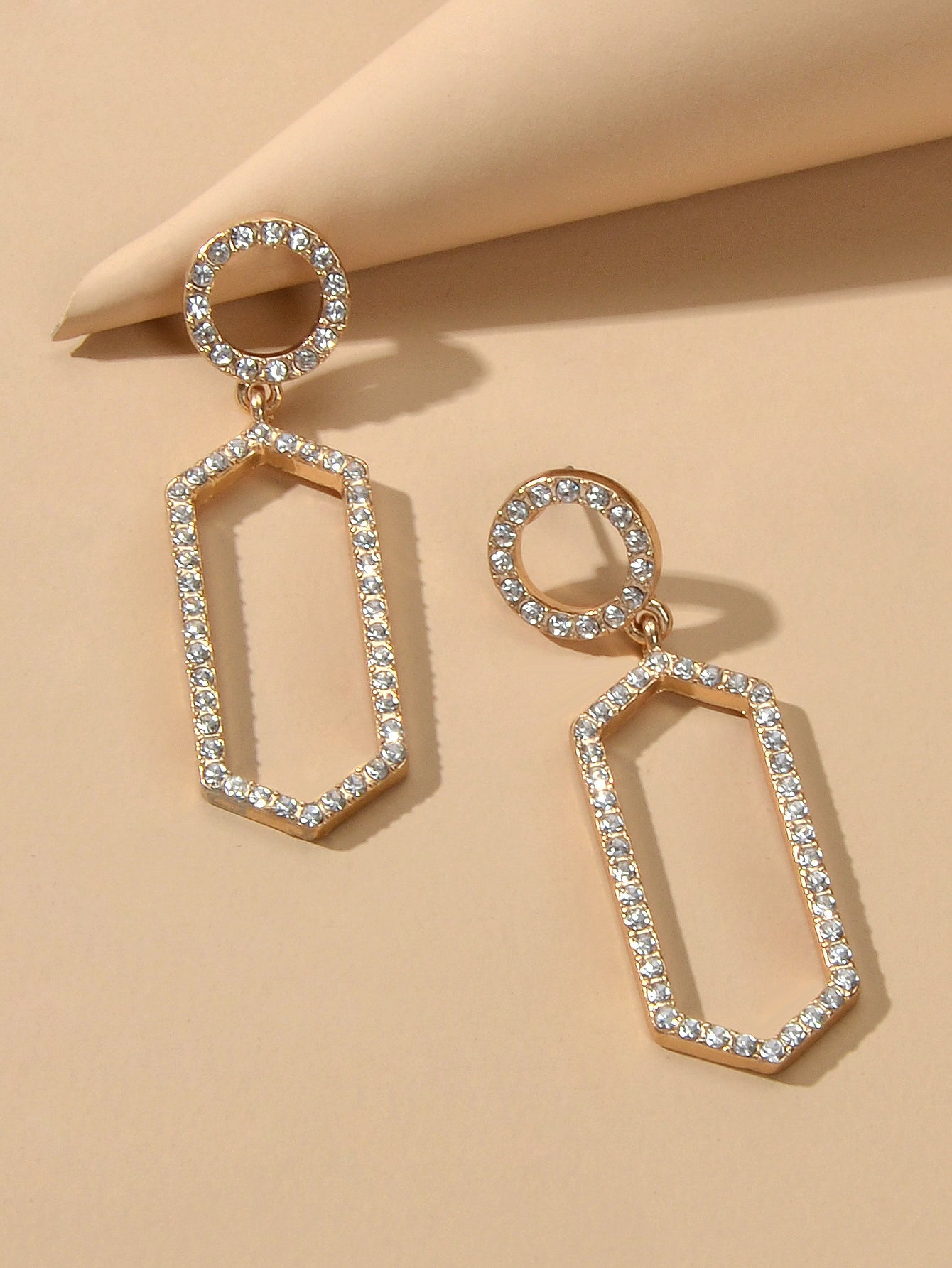 Luxurious Rhinestone Decor Geometric Dangle Earrings Good Quality Accessories-2