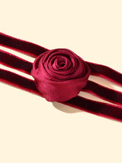 Retro Evening Party Accessories Adjustable Winered Velvet Rose Choker Necklace-2 width=100 