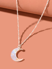 Delicate Gold Chain Transparent Acrylic Moon Pendant Necklace Girls Jewelry Gift-2 width=100 