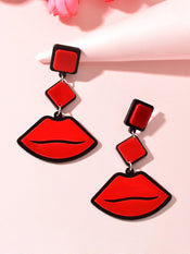 Playful Red Lips Pendant Long Stud Earrings Teenager's Expressive Fun Jewellery-2 width=100 