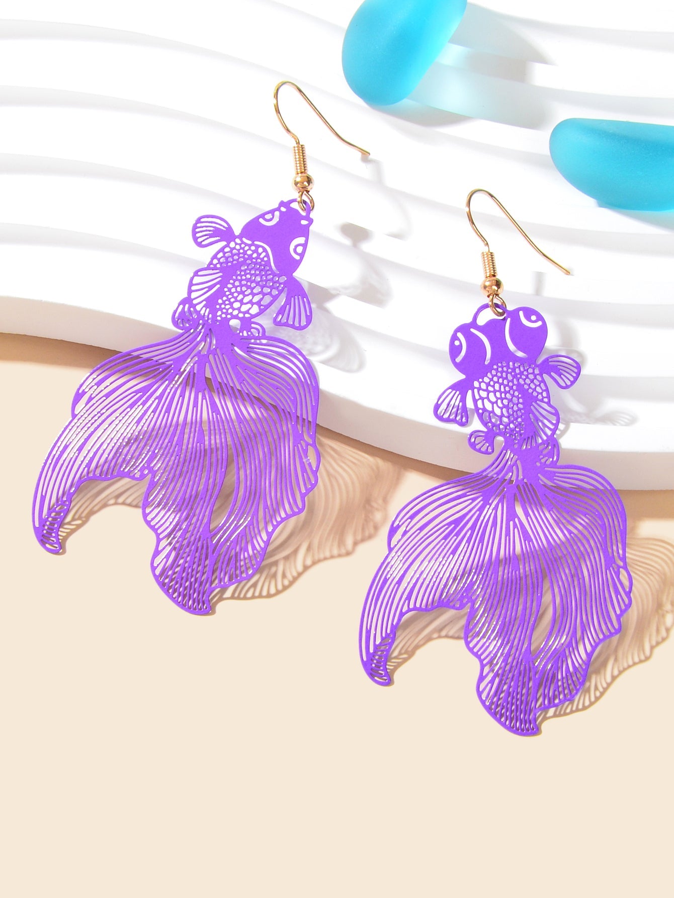 AU Stock Lovely Goldfish Shape Drop Dangle Earrings Hollow Fish Party Jewellery-11
