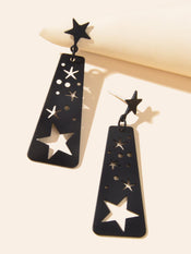Black Square Geometric Hollow Star Statement Personalized Earrings Ear Jewellery-2 width=100 