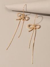 Trendy Female Jewellery Rhinestone Long Chain Bowknot Pendant Earrings for Women-2 width=100 