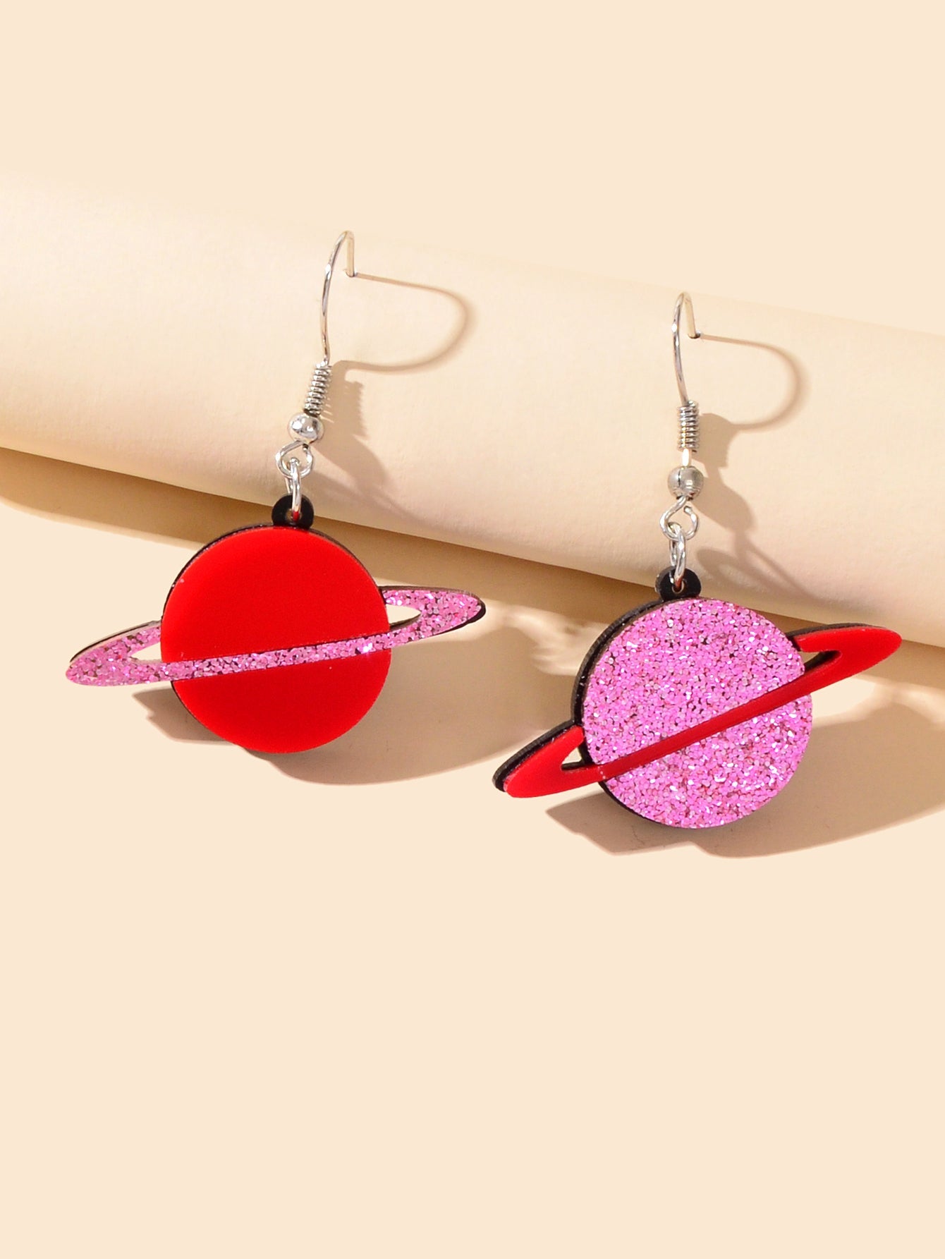 Party Decoration Women Red Resin Acrylic Planet Dangle Earrings Ear Jewellery-2