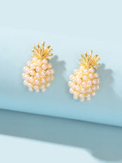 Fruit Jewelry Inspiring Imitation Pearl Decoration Gold Stud Pineapple Earrings-2 width=100 