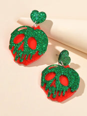 Personality Creative Jewelry Red Strawberry Green Skull Punk Rock Weird Earrings-2 width=100 