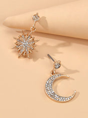 Asymmetric Luxurious Full Rhinestone Star Moon Dangle Earrings Party Jewellery-2 width=100 