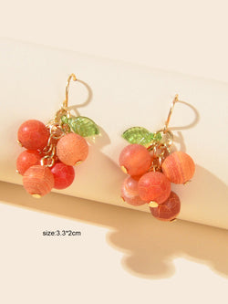Fruit Jewellery Red Ball Charm Grape Dangle Earrings Best Friends Funny Gifts-2 width=100 