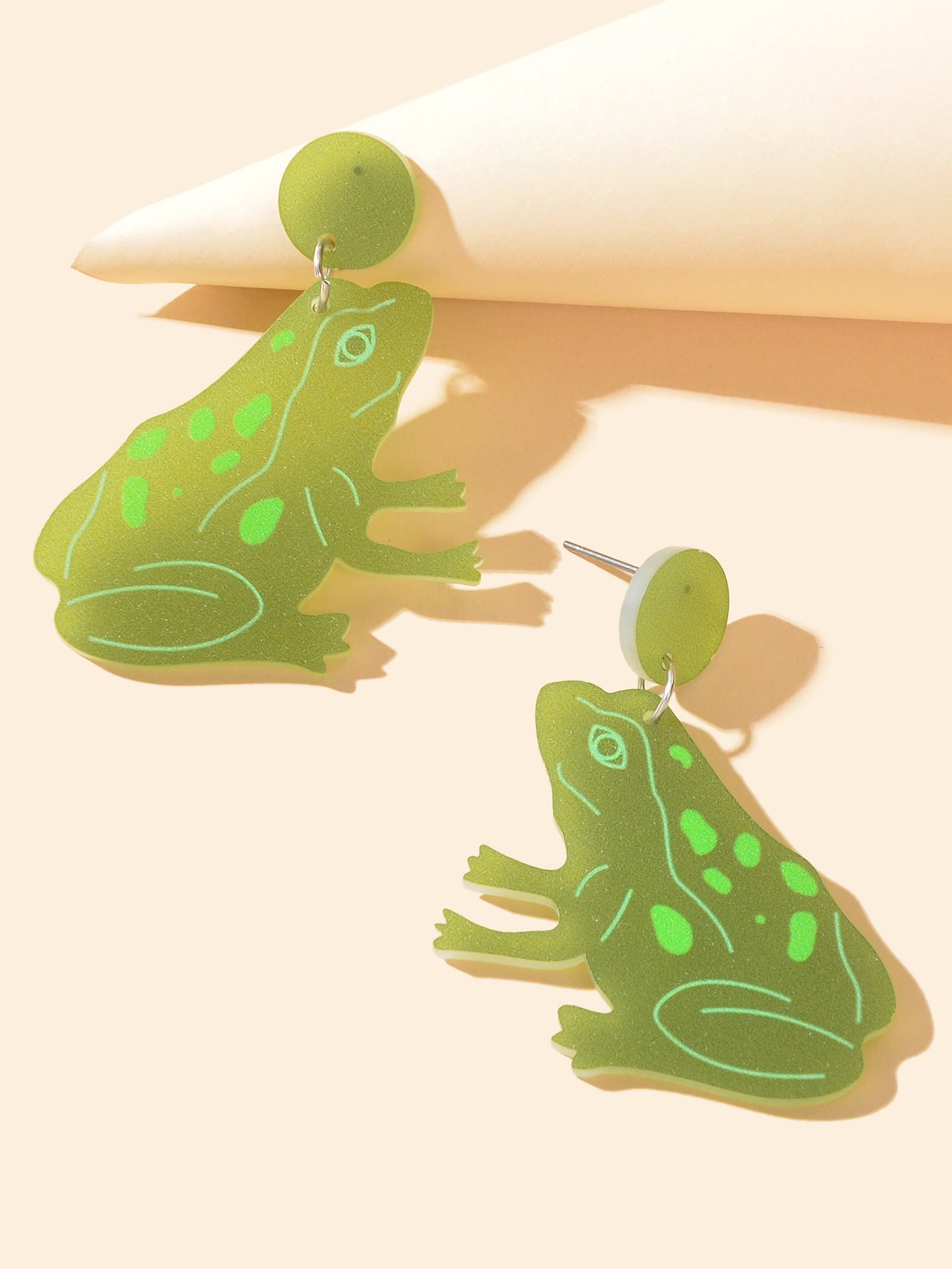 Y2k Style Green Acrylic Cute Frog Dangle Earrings Girls Personality Accessories-2