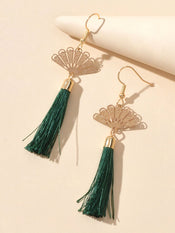 Ethnic Traditional Gold Sector Tassel Dangle Pendant Earrings American Jewellery-2 width=100 