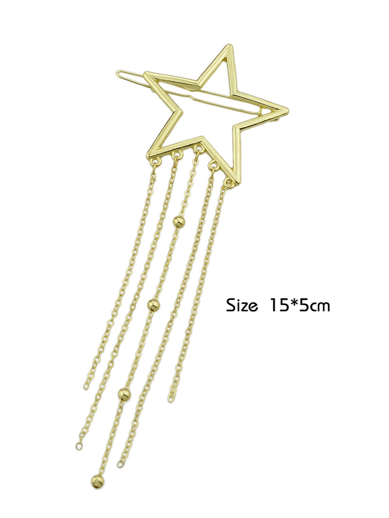 Gold Star Long Chain Tassel Hairgrips Wedding Party Hair Clips Hair Barrettes-2