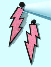 Sparkling Stylish Acrylic Lightning Statement Long Pendant Dangle Party Earrings-2 width=100 