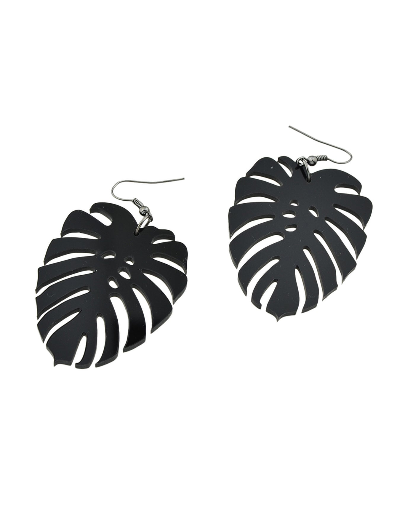 Black Acrylic Leaf Chunky Dangle Holiday Earrings Girls Designer Stylish Jewelry-2