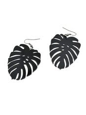 Black Acrylic Leaf Chunky Dangle Holiday Earrings Girls Designer Stylish Jewelry-2 width=100 