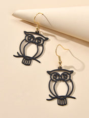 Punk Designer Jewellery Gothic Black Hollow out Owl Dangle Minimalist Earrings-2 width=100 